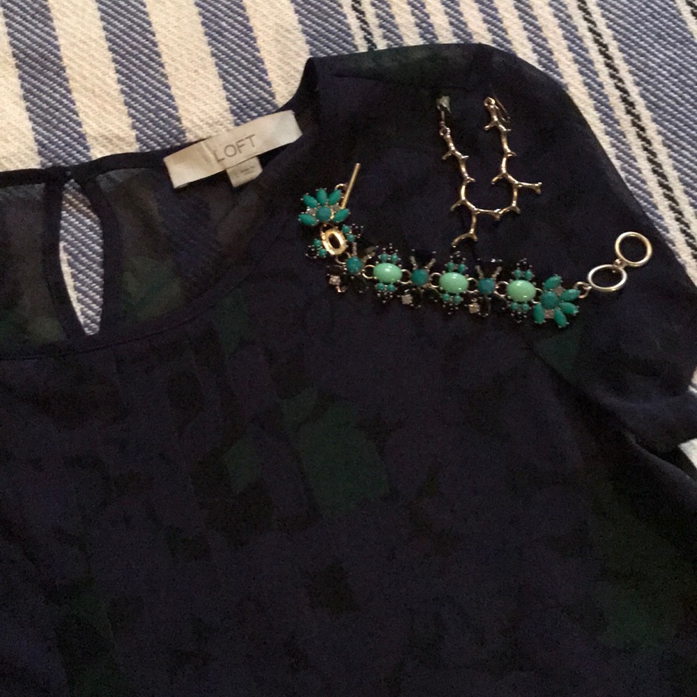 Loft green black and purple sheerish top